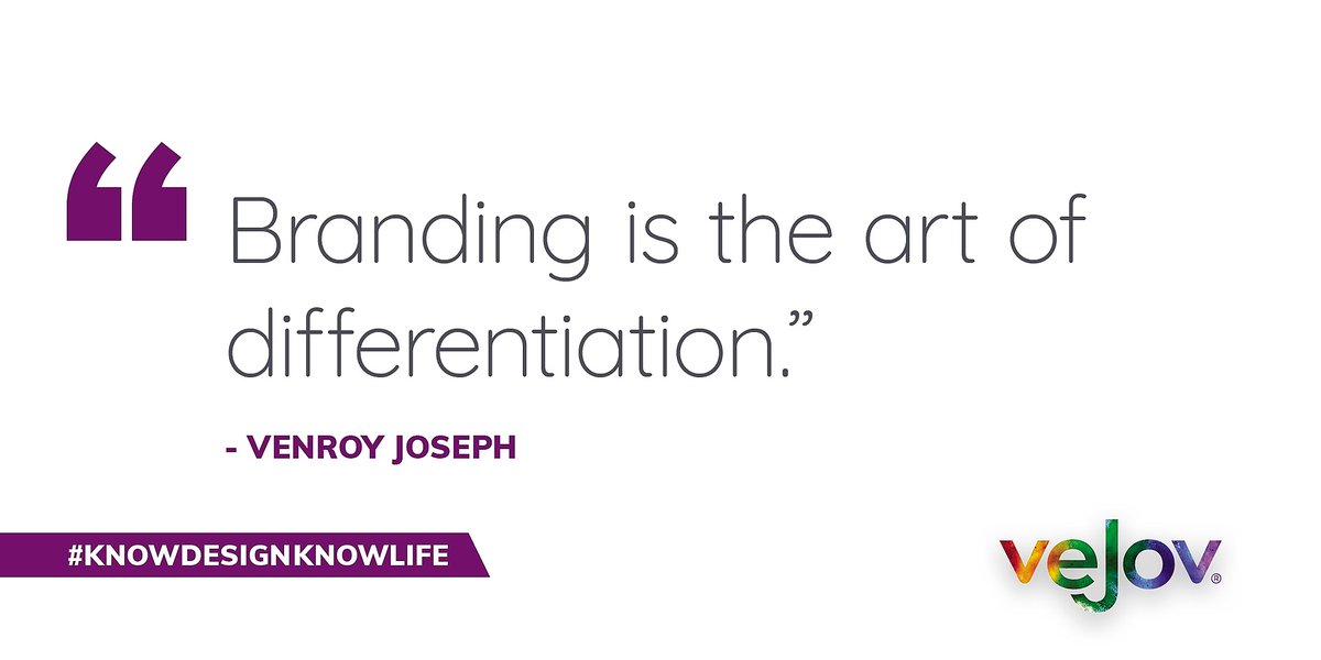 veJovDesign's tweet photo. As your brand continues to scale, ensure your brand is unique, engaging, and memorable, not merely to remain good or be better than your competition. As branding expert David Brier says it best - "Branding is the art of differentiation." 

#vejov #brandidentity https://t.co/GJdyECj59u
