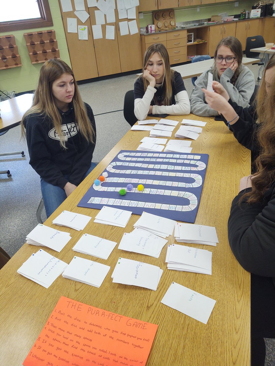 Fall Creek Small Animal students played cat board games that they made. Lots of new cat facts learned today. #inquiry <a href="/fccrickets/">Fall Creek School District</a>  #gocrickets