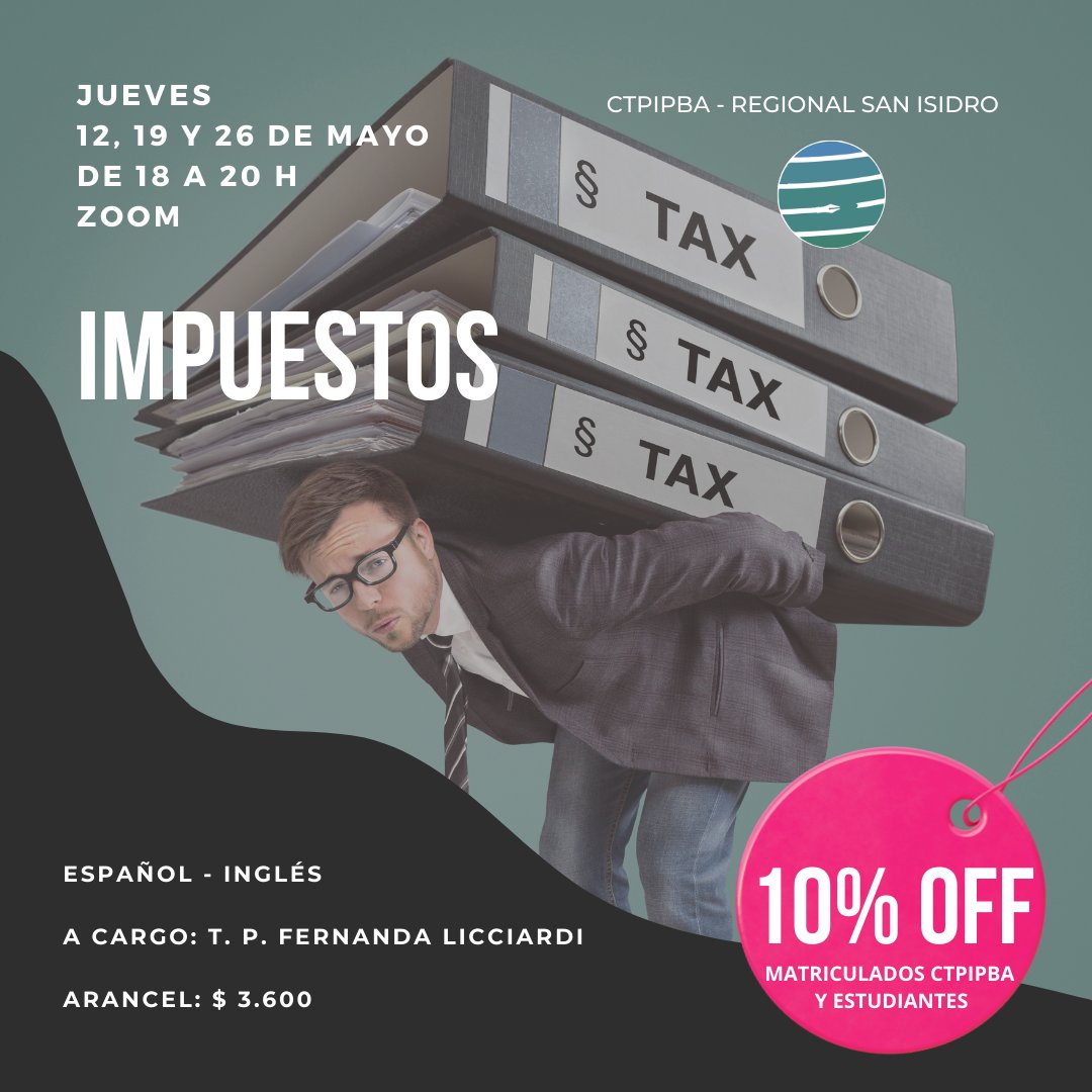 Comienza la inscripción al Curso de Impuestos. 
Terminología para la adecuada traducción de textos impositivos y declaraciones juradas de Argentina y de EE.UU.

Conocé más sobre las inscripciones en nuestro sitio web sanisidro.traductorespba.org.ar