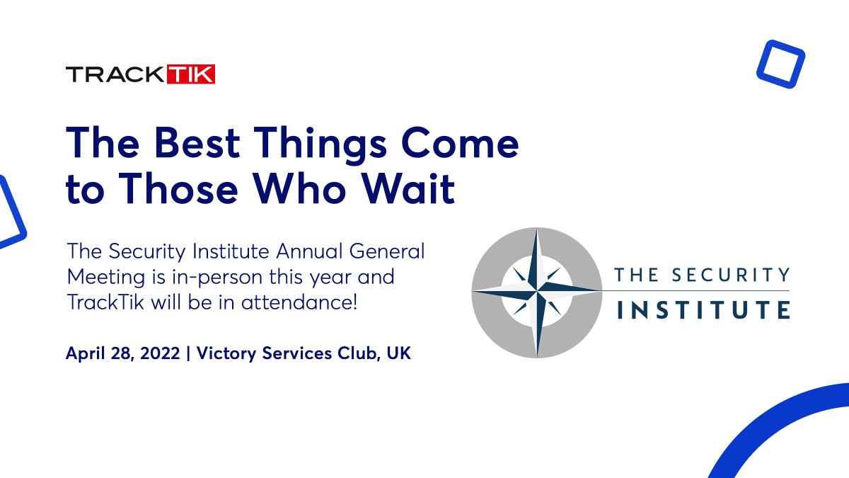 The wait is over! We are excited to be attending tomorrow's AGM at the #securityinstitute, after an era of virtual meets. Meet our Adam Jackowski while you're there; find out how TrackTik is making the security industry smart. AGM details- bit.ly/37Lvw1w.