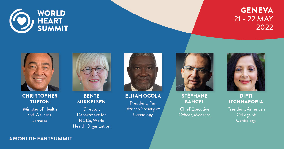 We're excited to have <a href="/christufton/">Dr. Chris Tufton</a>, <a href="/MikkelsenBente_/">Bente Mikkelsen</a>, <a href="/ProfOgola/">Prof. Elijah Ogola</a>, Stéphane Bancel, <a href="/ditchhaporia/">Dipti Itchhaporia, M.D., MACC , FAHA, FESC</a> and many others among the speaker lineup for the #WorldHeartSummit. Find out more about the programme: bit.ly/3DZpqX8