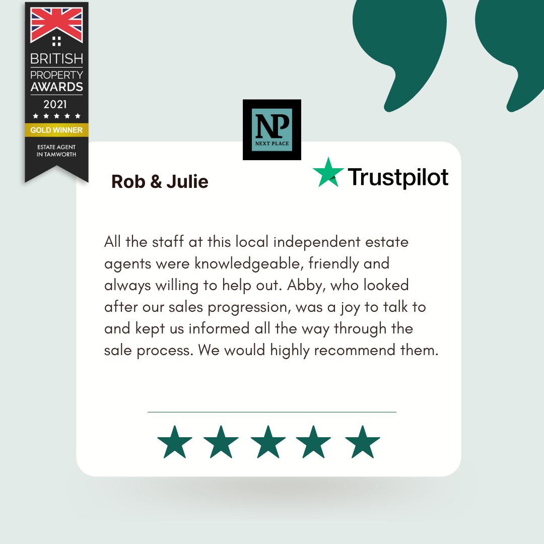 NextPlaceProp's tweet image. Thank you Rob and Julie for recommending us 🙌
Thank you for trusting us with the sale of your property 🏡

#Review #TrustedAgents #NextPlacePropertyAgents