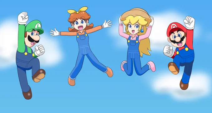 ファーマーデイジー姫実装記念!!ということでオーバーオールのみんなでき〇らジャンプしてもらいました
#デイジー姫 #ピーチ姫 #ルイージ #マリオ 