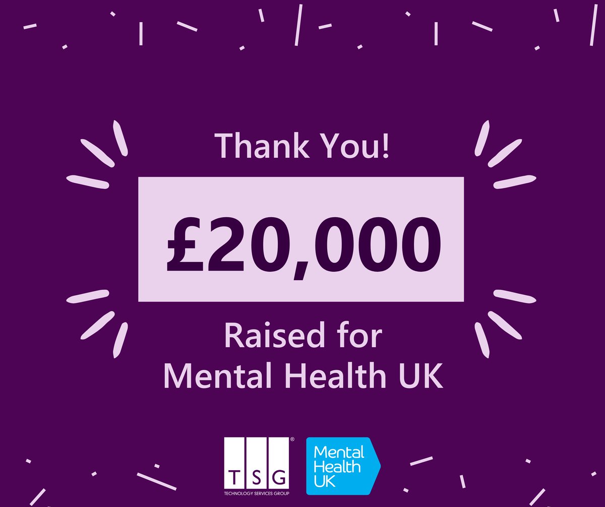 We are proud to announce that #TeamTSG have raised a fantastic £20,000 for our chosen charity, <a href="/mentalhealthuk/">Mental Health UK</a>!

If you would like to help us reach our next milestone, you can donate here: justgiving.com/team/TSGTeam7.