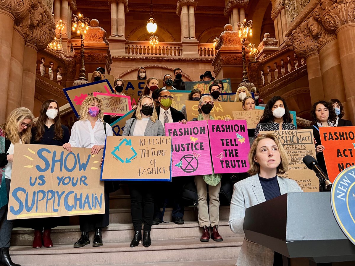 Our Deputy Director <a href="/KateKurera/">Kate Donovan (Kurera)</a> joined <a href="/NSIFashion2030/">New Standard Institute</a>'s <a href="/maxinebedat/">Maxine Bédat</a>, sponsors <a href="/SenatorBiaggi/">Alessandra Biaggi</a> &amp; <a href="/annakelles/">Anna R. Kelles</a>, &amp; others to support The Fashion Act. "NY is the fashion capital of the 🌎 &amp; also the state with the most ambitious climate law–the fashion industry shouldn't be immune."