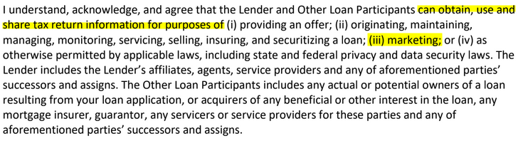 wdtz's tweet photo. Taxpayer First Act: tax returns need express consent for use and no sharing without consent 🎉 

IRS: We don't want to provide language for this consent 🤔 

Mortgage industry: let's standardize on language carving out /sharing/ them for ＊marketing＊ purposes (?!) 😿 😡 https://t.co/l46L6NtQSL