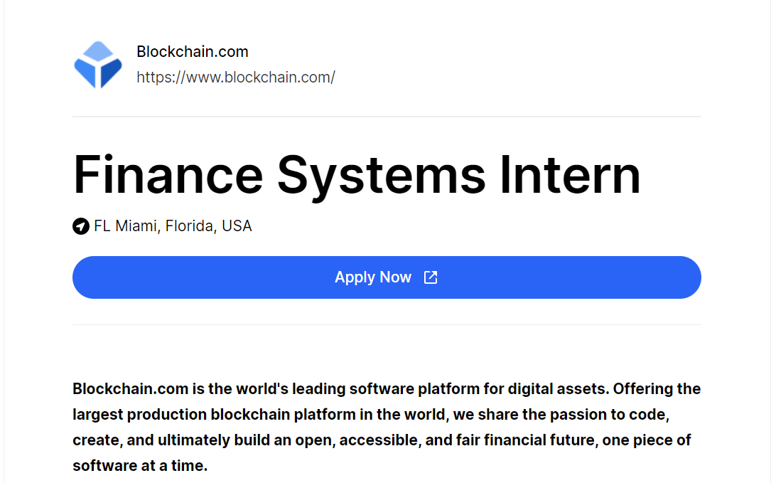 web3internships's tweet image. Finance Systems Intern
@blockchain
🌍FL Miami, Florida, USA
👉web3internships.com/info/finance-s…
#web3 #internship