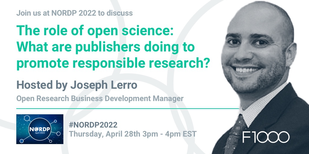 F1000's tweet image. What happens when you expose more #ResearchOutput to the #PublishingProcess in support of #AcademicRigor, #Reproducibility and reach?

Stop by our virtual booth at #NORDP22 and join us tomorrow at 3pm EST for a full discussion and Q&amp;amp;A.

@NORDP_official