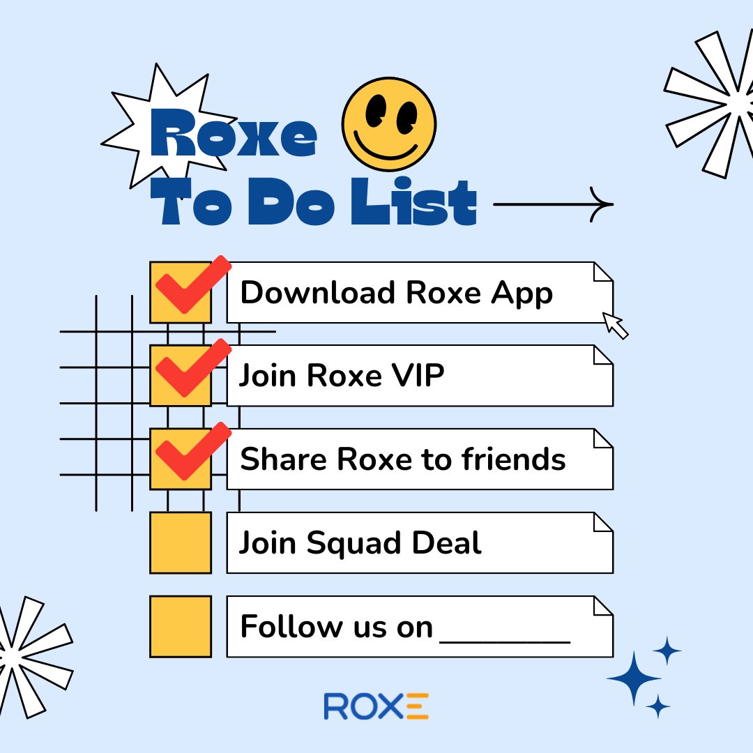 GetRoxe's tweet photo. Hey👋
Here’s your to do list
Join #ROXE and complete them all😉
#RoxeApp #VIP #SquadDeal #blockchain #Fintech #Finance #Money https://t.co/ASXvm3WTeD
