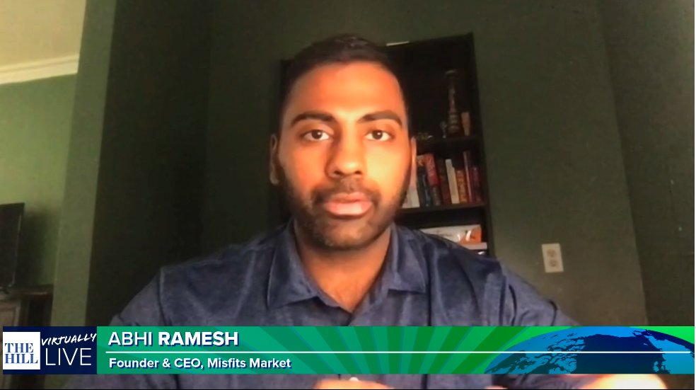 .@misfitsmarket CEO and Founder @abhiramesh8 tells #TheHillSustainability: “A lot of big food manufacturers and retailers are going to have to adapt… the consumer is demanding a lot more transparency around their food purchases.” Watch: bit.ly/3rRM4Md