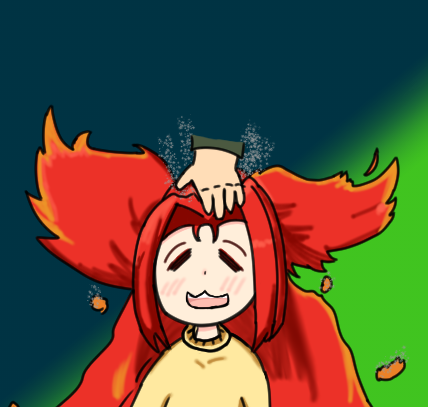 Doodle of <a href="/flagoulash/">Flagoul</a> done today receivin a pat! Not anyone can achieve this feat cuz of fire (love your art flagoul)