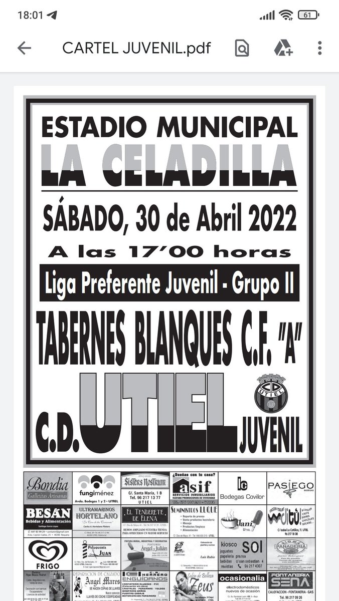 ⚽️PARTIDOS DE ESTE FIN DE SEMANA EN LA CELADILLA⚽️

¿Te los vas a perder? 😏

#123Utiel❤️🖤
