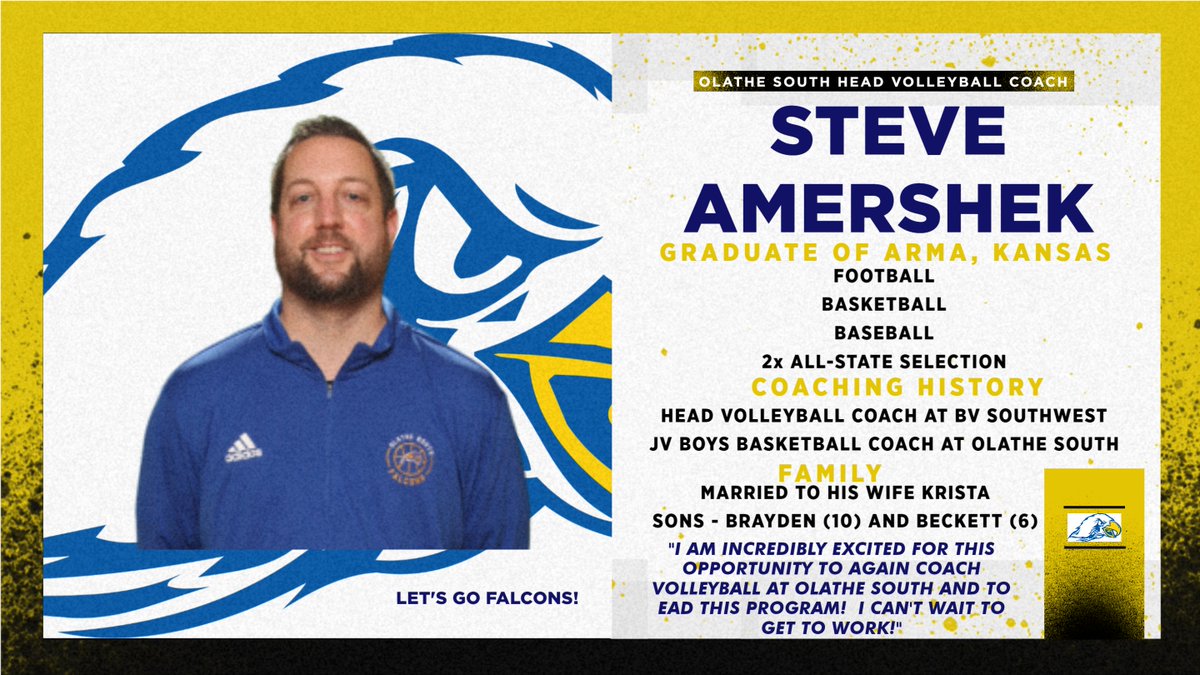 We are excited to announce the new head <a href="/olathesouth_vb/">Olathe South Volleyball</a> coach for the 2022 season! Steve Amershek!