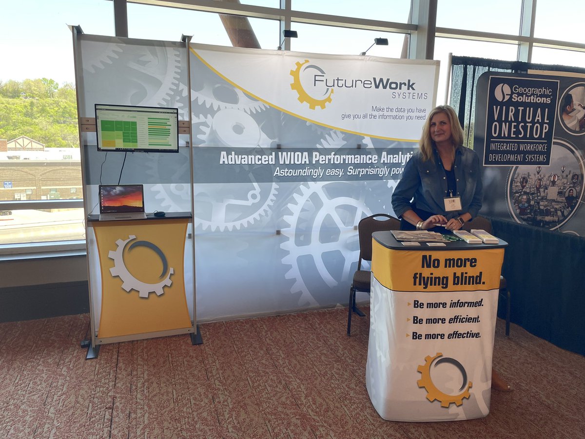 FutureWork_sys's tweet photo. Lydia Crockett enjoying some time at FutureWork’s booth #mawd22. Great to finally SEE the people we serve! https://t.co/ynFqXCDJLK