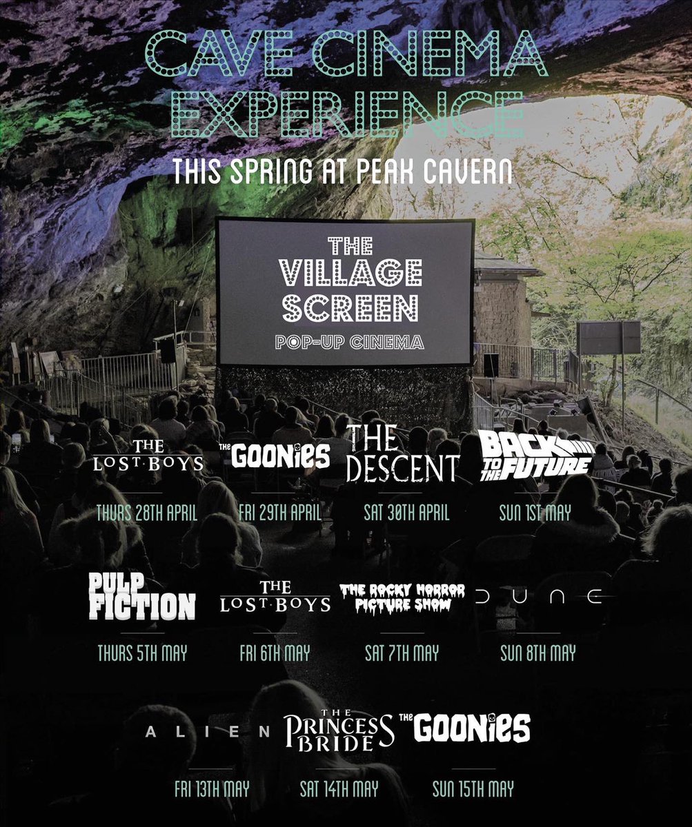 T-minus 1 day 🚀🦇☠️👽🍿📽

We’re back with our cave cinema experience from tomorrow at <a href="/DevilsArse/">Peak Cavern</a> after a 5 month cave hiatus. We were last there for our Harry Potter events in November 🪄🙌

We’ve still got some tix available so treat yo’self! 

thevillagescreen.com