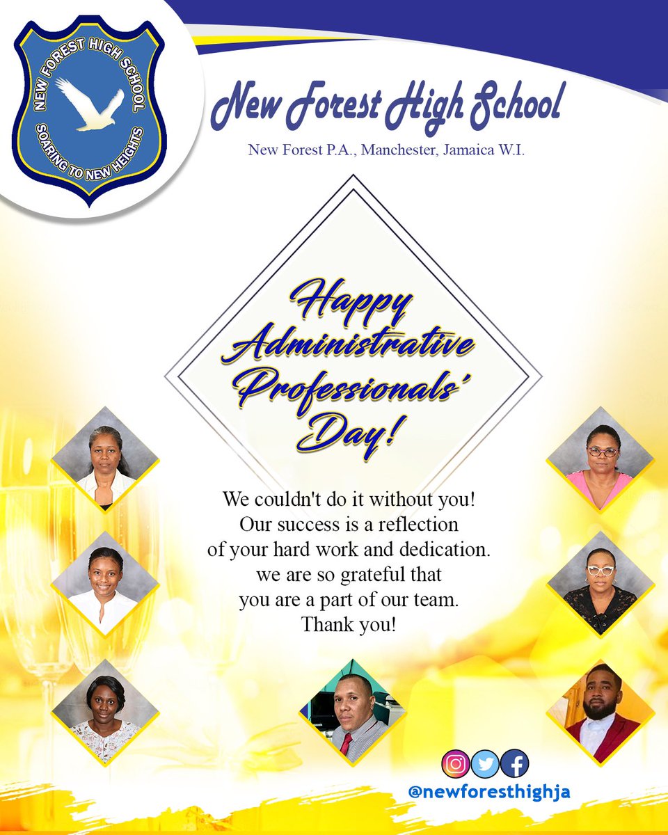 newforesthighja's tweet photo. #NewForestHighJa would like to take this time to wish members of our team a Happy Administrative Professionals Day. Thank you for always going above and beyond the call of duty everyday. Your commitment to service is truly an inspiration.
#adminstrativeprofessionalsday #TeamNFH https://t.co/VaADrrLYmk