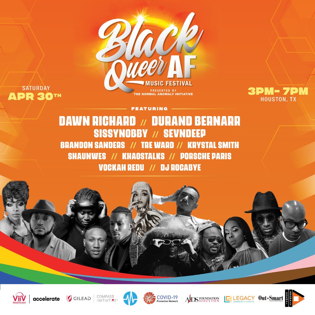 _NormalAnomaly's tweet photo. Not only will the Black Queer AF Music Festival be Houston's first Black, Queer music festival, we will also be launching 14 Black, Queer businesses to community via our Project Liberate program!  
Get your ticket today!
#ProjectLiberate #BQAF #BlackQueerAF https://t.co/KdRH56jVBJ