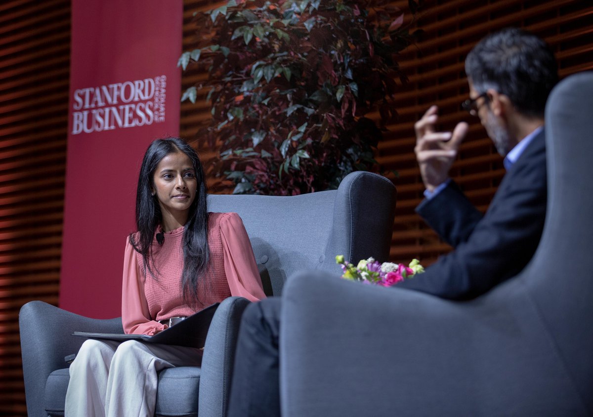 StanfordGSB's tweet image. “To encourage innovation, be ok with failure and reward effort, not outcomes.” 

As part of the View From The Top speaker series, @sundarpichai, CEO of @Google shared his thoughts on scaling innovation, the future of work, and how to make a difference with technology.