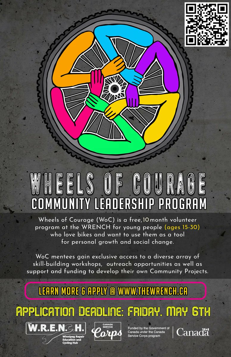 UWSABikeLab's tweet photo. Interested in bikes and want to use them as a tool for personal growth and social change? Wheels of Courage (WoC) is a free, 10 month volunteer program at the WRENCH for young people from May 2022 - March 2023. Deadline to apply: May 6. Learn more here: https://t.co/ZZSvfSgBrH https://t.co/cFjZUkjqtC