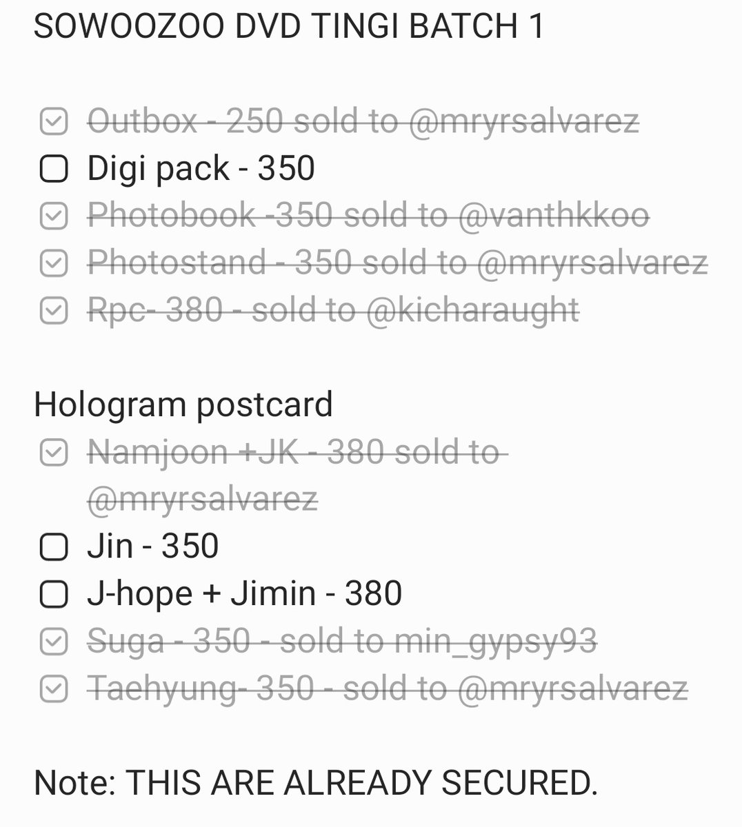 DreamMagicShop's tweet photo. #DreamMagicShopUpdate
BTS 2021 MUSTER SOWOOZOO DVD TINGI BATCH 1
status: Secured
Available items: are listed below.
Note: NO TO JOY RESERVERS AND BOGUS BUYERS โผ๏ธโผ๏ธ https://t.co/agvj4aEG6a