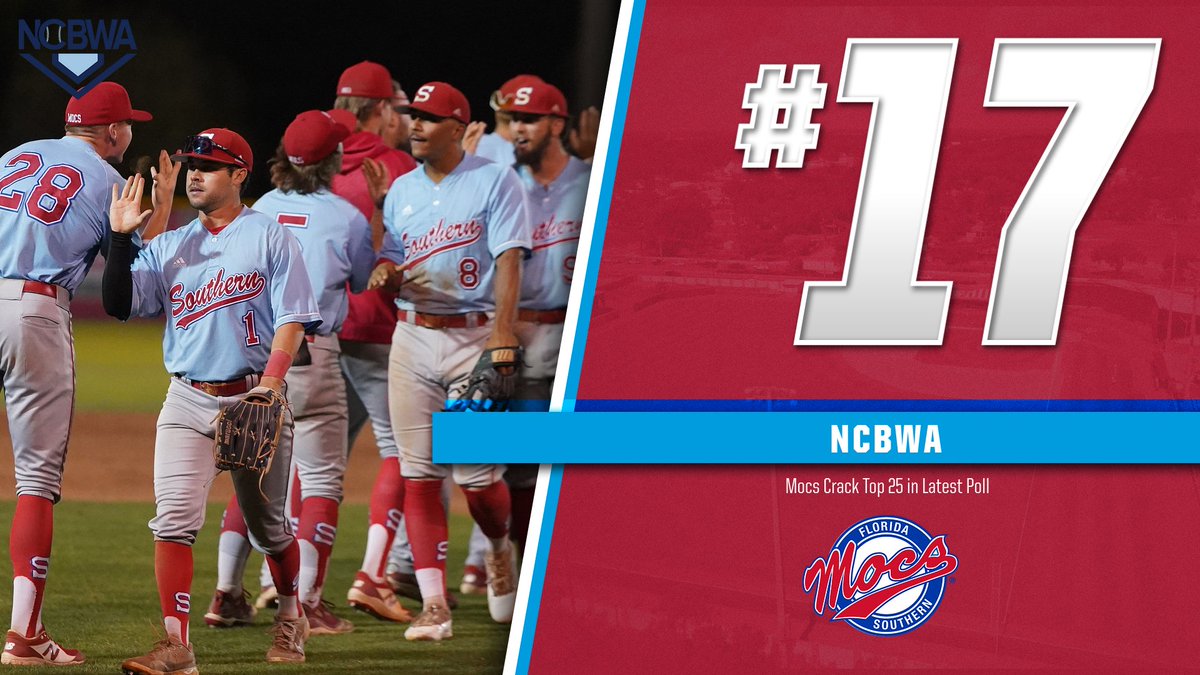 . <a href="/MocsBaseball/">FSC Baseball</a> jump to No. 17 in the nation according to the latest <a href="/NCBWA/">NCBWA</a> poll! 

Mocs won their series against No. 2 Tampa last weekend and travel to face Embry-Riddle this Friday and Saturday. #LetsGoMocs

🔗: bit.ly/39nuNUX