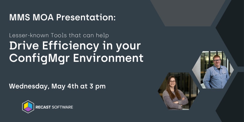 RecastSoftware's tweet image. #MMSMOA is right around the corner &amp;amp; we want to see you on May 4th. @ConfigMarty &amp;amp; @Courtney_Baty_ are excited to show how you can drive efficiency in your #ConfigMgr environment with #RightClickTools #EndpointInsights &amp;amp; #ShiftLeft. ow.ly/RJ9j50IKffL #MEMCM #MECM @mmsmoa
