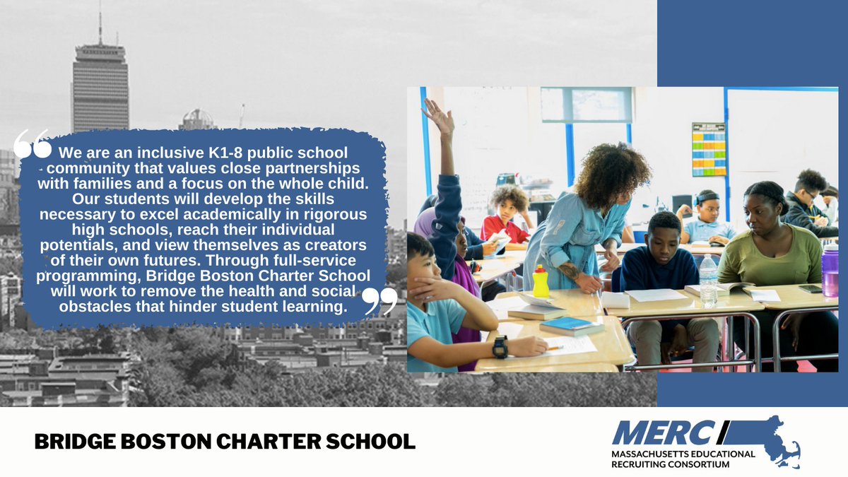 MERCFair's tweet photo. Thank you Bridge Boston Charter School for being a MERC Education Fair sponsor this year! 

Check out their open opportunities https://t.co/XunImCcYPf https://t.co/c5rEAzP5Oe