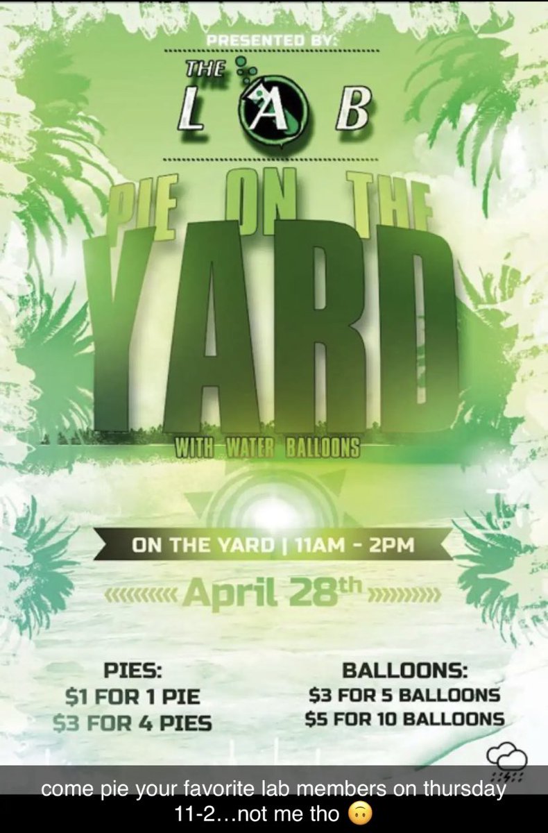 Duddaa504's tweet image. PIE/SPLASH A LAB MEMBER 4/28 RIGHT BEFORE FINAL WAVE ( OUTSIDE TOMORROW )  going dumb I said what I said.  Let’s close this semester off right . ASS EVERYWHERE 🍑🤪   #finalwave #labproductionz @labproductionz1