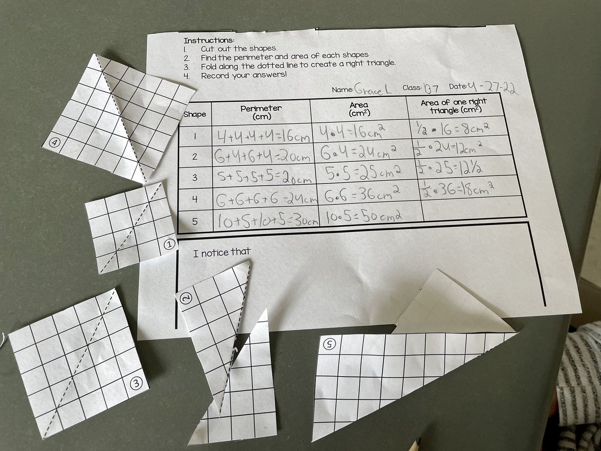 MathyKathy2014's tweet photo. Ss used a hands on activity to discover that the area of a triangle is half the area of a parallelogram with the same base & height. #180wayslionslead #MTPSpride #Grade6Math @thorne_ms @MrsSmithTMS https://t.co/0o0fsJRfRQ