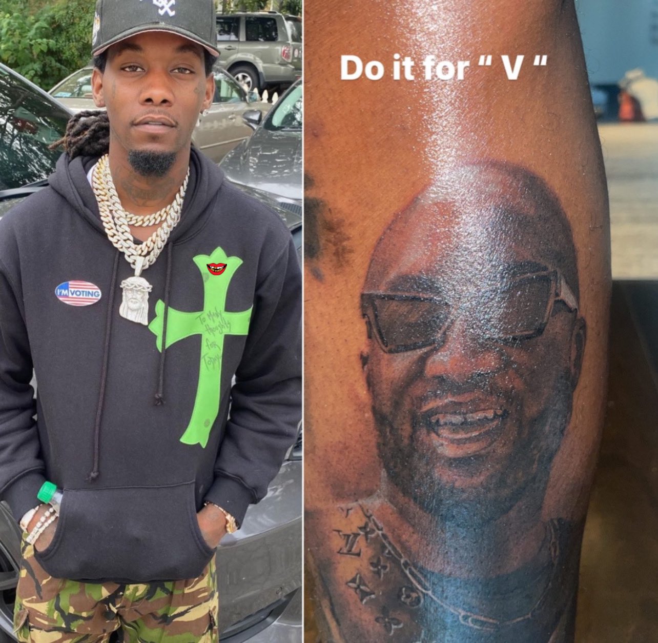 X 上的SAY CHEESE! 👄🧀：「Offset shows off his tattoo in honor of Virgil Abloh.   / X