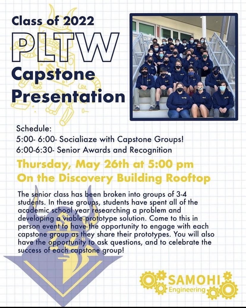 samoengineering's tweet photo. Please come and support SAMOHI class of 2022 PLTW capstone projects on the 4th story of the discovery building. It will be a lot of fun and prepared to be amazed. https://t.co/NgTYUF5kL6