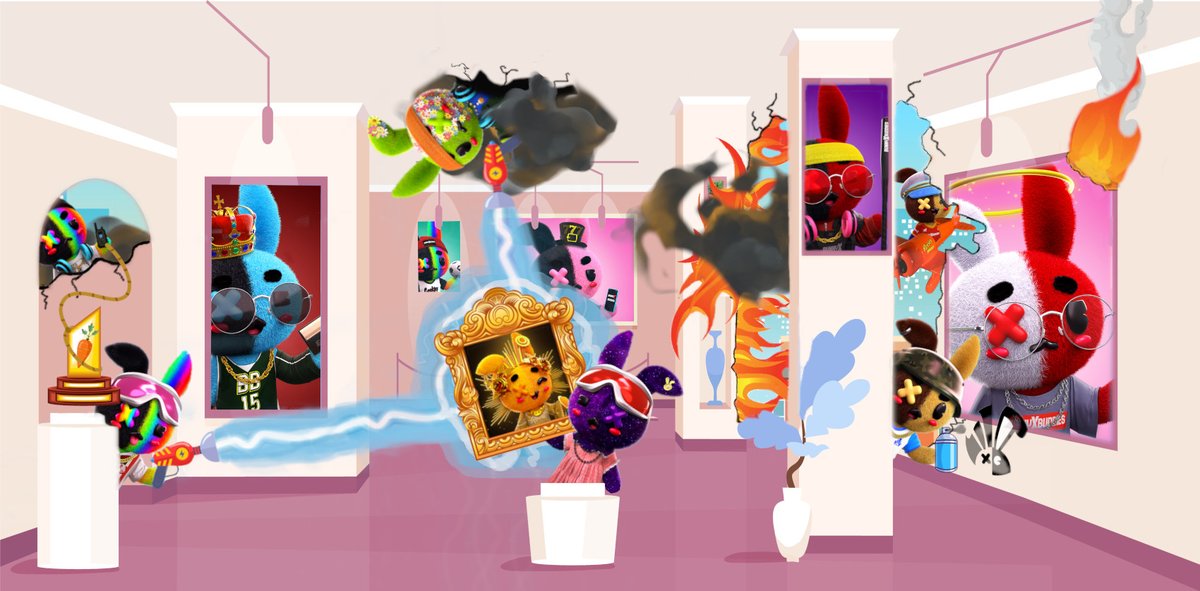 RainbowBunnys's tweet photo. Battle poster 4: Legendary gallery heist! Come check out @thebunnybuddies. Amazing art, dedicated accomplished founders, and a community that will pave the way into web3! @GeckDotEth @Francisnpm @JereCrypto https://t.co/JWizW2amoa