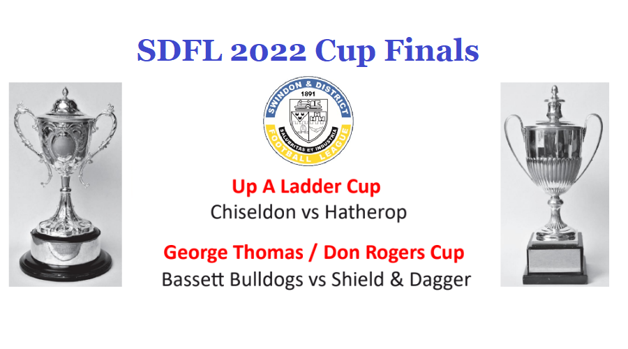 Finally...we have the #SDFL 2022 #Cupfinal details confirmed. 

#DonRogers Plate: @BBFC_88 -v- <a href="/dagger_fc/">Shield and Dagger FC</a> 
#UpALadder Cup: <a href="/chiseldonfc/">ChiseldonFC</a> -v- <a href="/HatheropFC/">Hatherop FC</a> 

Full details for this weekends game can be found on the website

swindondistrictfootballleague.co.uk/up-a-ladder-cu…

#grassrootsfootball #Swindon