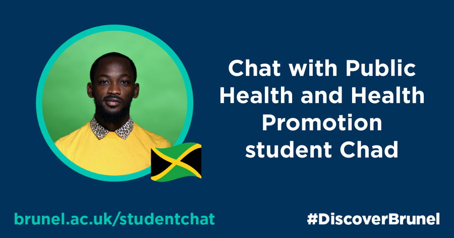 Bruneluni's tweet photo. π₯ Want to learn more about our Public Health and Promotion course?
π―π² Chat to Chad, originally from Jamaica he is a lover of Public Health with a background and interest in HIV prevention, treatment and care.
π¬ https://t.co/CeNRssE5qo
#discoverbrunel #studentchat https://t.co/xyfBjuWIEC