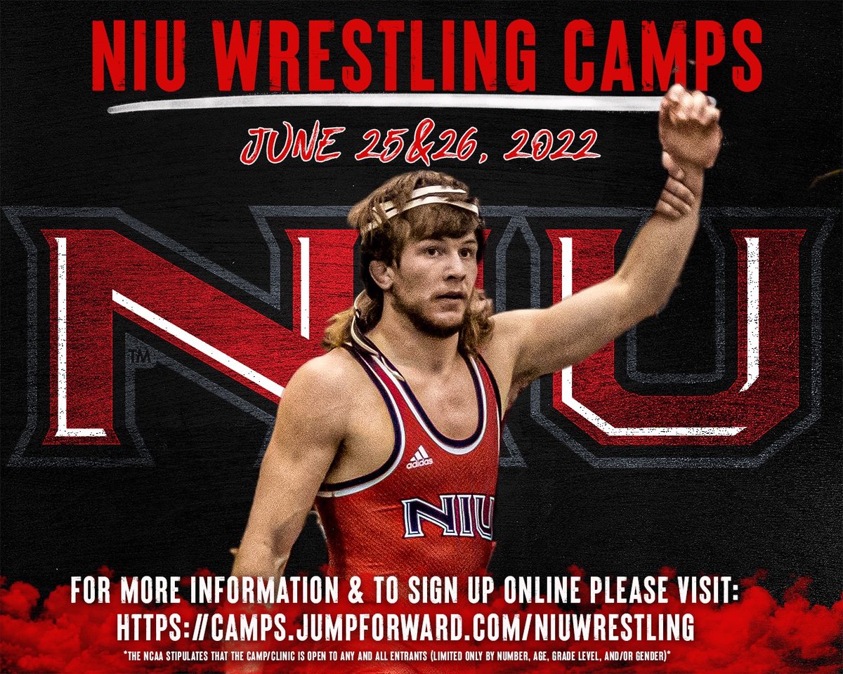 Secure your spot for <a href="/NIUWrestling/">NIU Wrestling</a> Camp today! Learn, drill, wrestle live. Great experience, Great value!