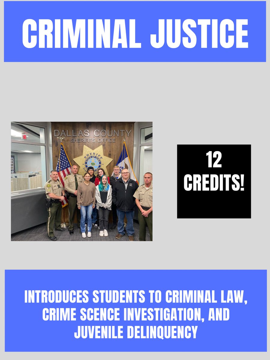 The Perry Criminal Justice Program is a great place for you to explore careers within this field. You can earn 12 DMACC Credits, and spend time preparing for entry into the Criminal Justice filed. Find more info at dmacc.edu/careeradvantage
