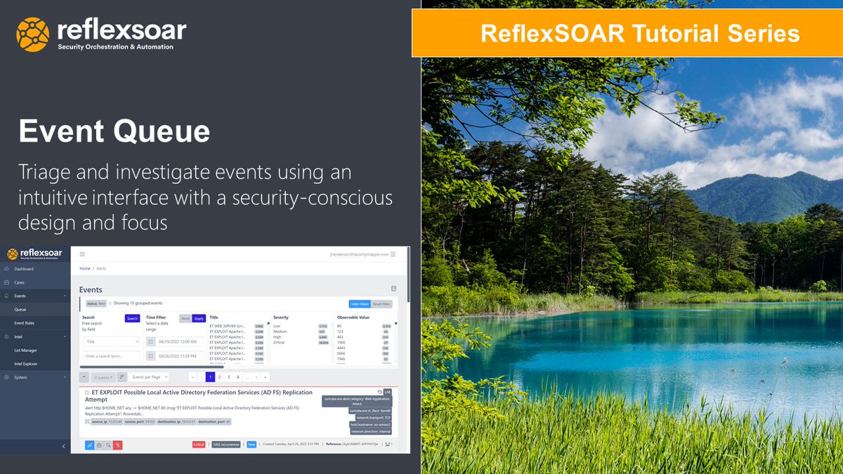 SecurityMapper's tweet image. Learn about the @ReflexSOAR event queue. An easy, intuitive interface for analysts to review alerts.
youtu.be/DoDsVBkb1Wk
#ReflexSOAR open-source will be released on May 2, 2022.