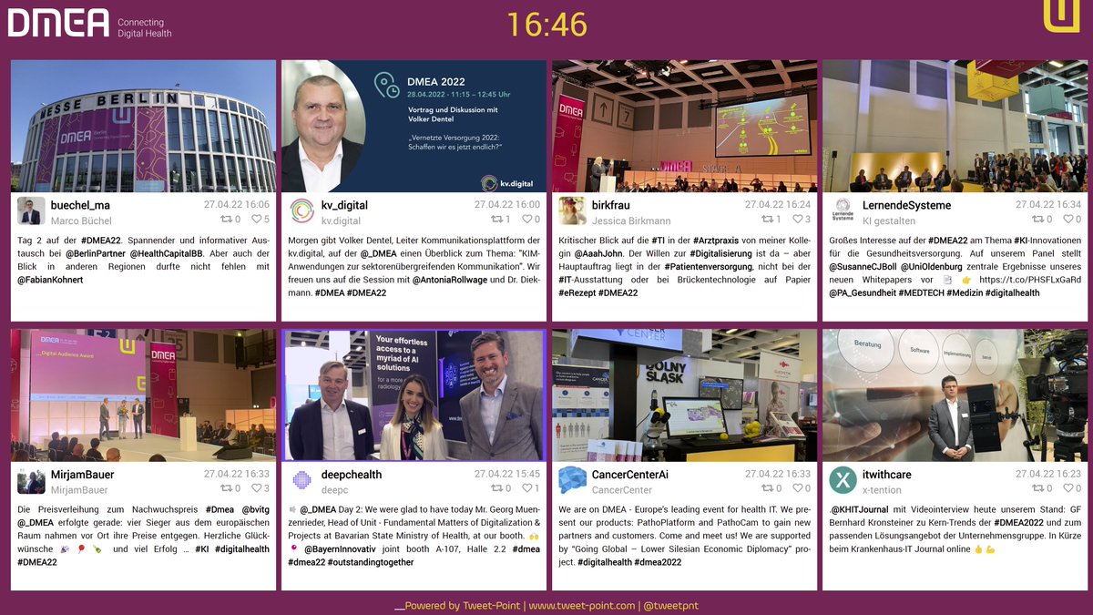 TweetPnt's tweet photo. Auf der #dmea22 gibt es viel zu entdecken und einen bunten Mix an Themen und Produkten. Wer mehr über unser Produkt Tweet-Point erfahren möchte kann sich hier umschauen: https://t.co/TzOubkVQAS https://t.co/kNbMFOjuE1