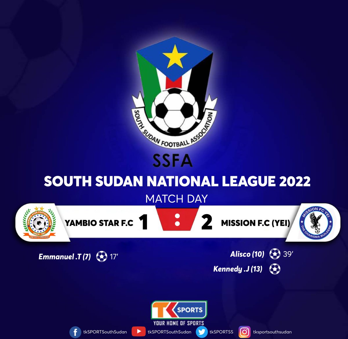 tkSPORTSS's tweet photo. #Mission F.C has managed to bag the point in todays game against #YambioF.C
🟢🔴#tkSPORTSUpdates | #MunKin 🔴🟢
tk SPORTS - Your Home of 🇸🇸 Sports.
#southsudan
#sports
#southsudannationaleague https://t.co/9VKg6JhAyE