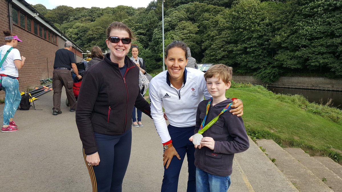 AngelaPurves2's tweet photo. Sep16:My then 10y old son NEVER wanted to row!Having his photo taken @DurhamARC with the amazing @jesseddie, the🥈medal she won at Rio Olympics round his neck. Fwd to April22,Jess presents him with his own medal @_JIRR_ in the J15 x+ event @DSBC1847 @JuniorRowing @NorthernRowing https://t.co/wGdQwwQEJY