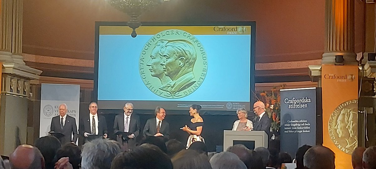 HRH Crown Princess Victoria presents the Crafoord Prizes to the Laureates at today's Prize Ceremony. #CrafoordPrize