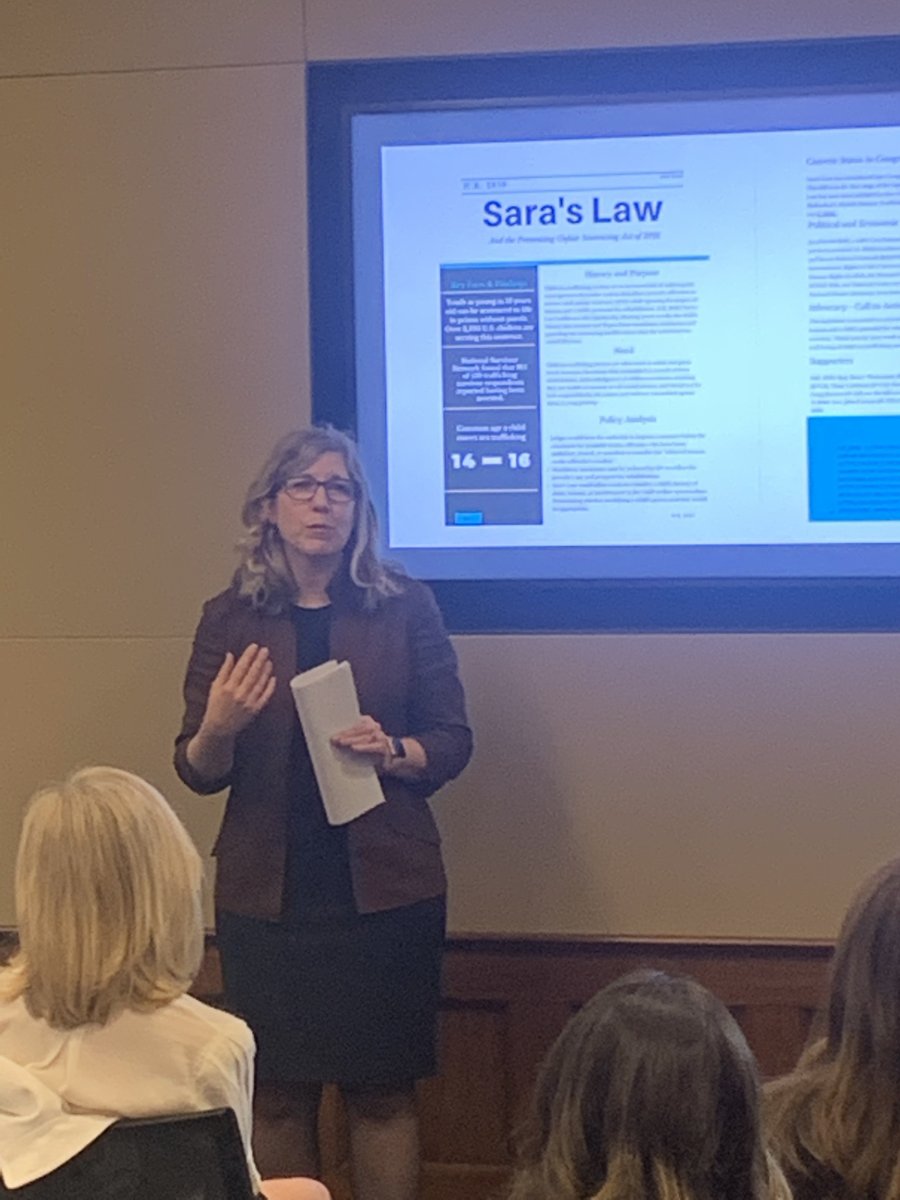 Our final policy expert is Christine Raino, Senior Public Policy Director of Shared Hope International! Her shared expertise is helping empower our students to fight unjust sentencing and to advocate for survivors of sex trafficking with H.R. 2858 and H.R. 5051. #PolicyUp4SW