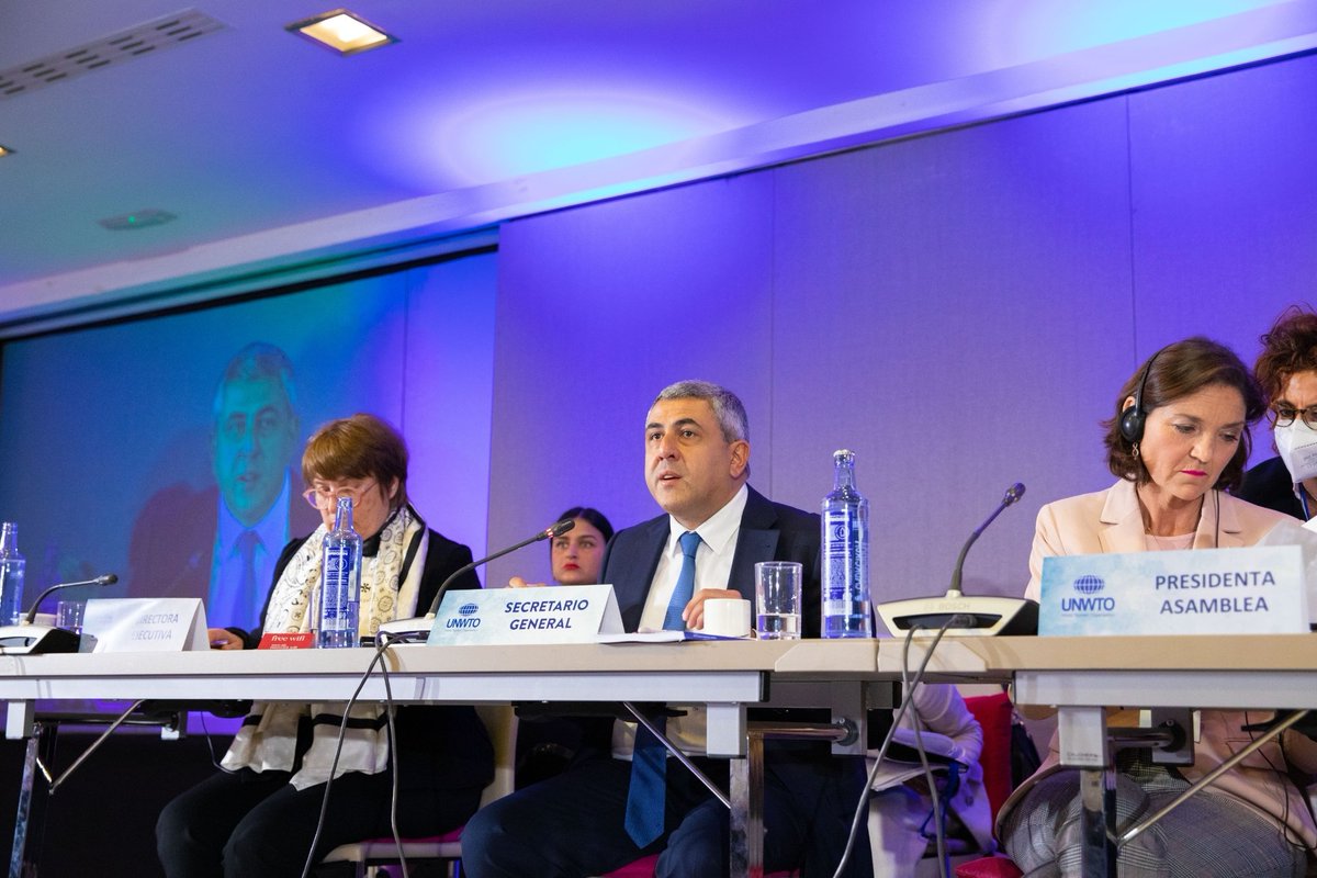 pololikashvili's tweet photo. UNWTO Members have made their voices heard and decided to suspend Russia from UNWTO membership. 

The message is clear: Actions will always have consequences. Peace is a fundamental human right. Guaranteed to all. Without exception. https://t.co/Bt4lkI7vbc