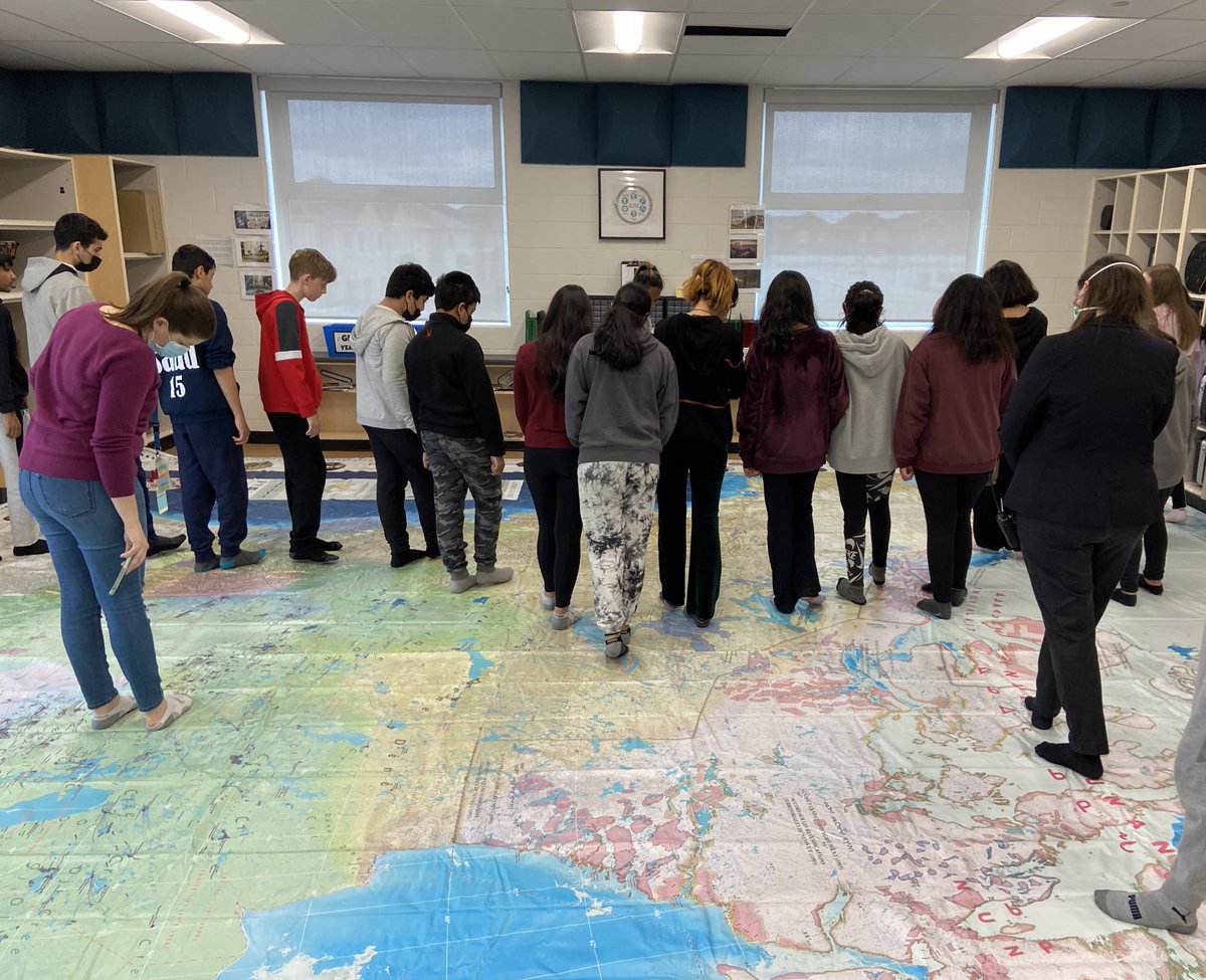 vanderwalc's tweet photo. .@MrsTPhil &amp; I were fortunate to explore the Indigenous Peoples Atlas floor map w/ Ss @DesmondHDSB - we began w/ @RStaceyLaforme ‘s “Sacred Trust” - learning rooted in Article 26 of #UNDRIP https://t.co/icDxcqKpyL