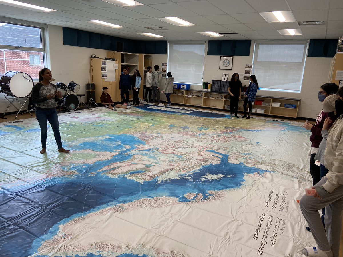 vanderwalc's tweet photo. .@MrsTPhil &amp; I were fortunate to explore the Indigenous Peoples Atlas floor map w/ Ss @DesmondHDSB - we began w/ @RStaceyLaforme ‘s “Sacred Trust” - learning rooted in Article 26 of #UNDRIP https://t.co/icDxcqKpyL