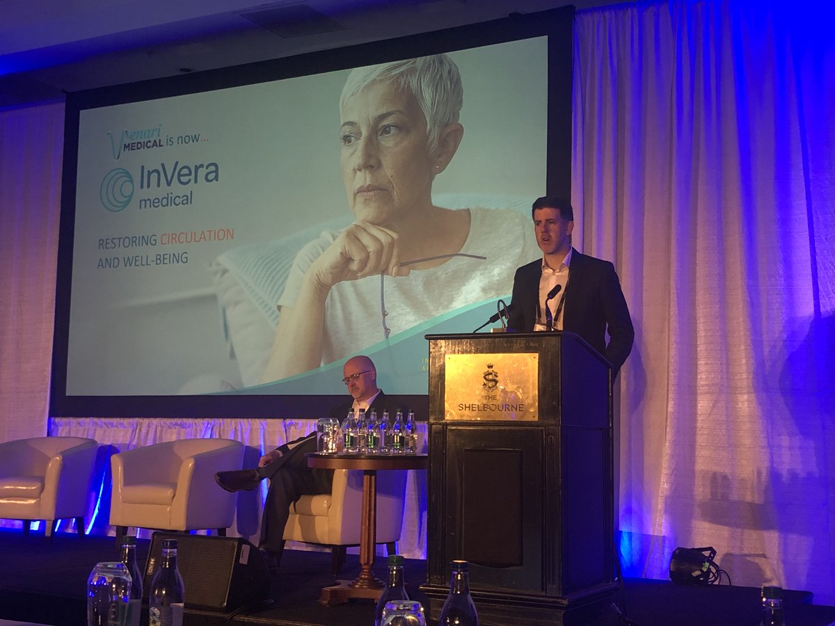 Presenting at #InnovationDublin22 in the #Cardiovascular Therapeutic Category is <a href="/stephencoxy/">Stephen Cox</a> of <a href="/InVeraMedical/">InVera Medical</a>. They are developing a less-invasive, pain-free, faster minimally invasive endovenous #MEDTECH treatment for ineffective circulation known as chronic venous disease.