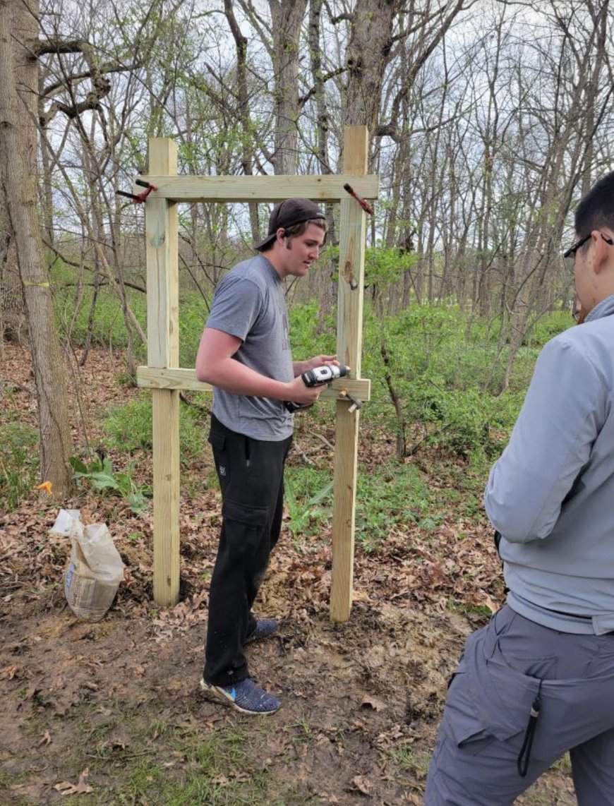 WRMEPICS's tweet photo. Last workday for the ACRE team! This time they focused on building the sign structures to go against the wetland trail- a great wrap for the semester :) https://t.co/29UItgjTZV