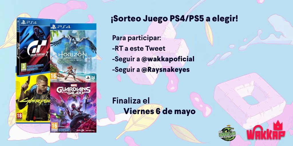 Raysnakeyes's tweet image. ⚡️¡NUEVO #SORTEO!⚡️

Consigue uno de estos cuatro juegazos físicos para PS4  con la posibilidad de escoger versión PS5.
 
Para participar:

🔁Dar RT a este tweet.
➡️Seguir a @wakkapoficial  y @Raysnakeyes 

🎊¡Mucha suerte a tod@s!🎊 Se conocerá al ganador/a el viernes 6 de Mayo.