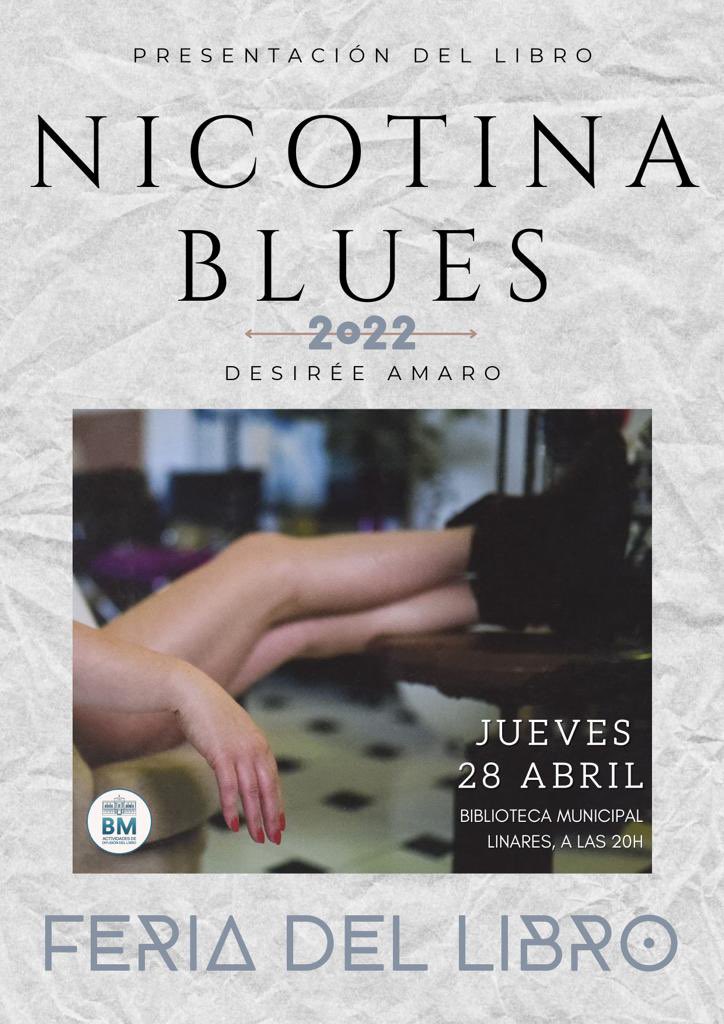MiguelDlaCamara's tweet photo. Este jueves, en la Biblioteca Municipal de #Linares, podemos asistir a algo genial y creativo de dos mujeres #linarenses.
Mientras @Sara__Ester pone su preciosa voz, @AmaroDesire presentará su tercer libro: Nicotina Blues https://t.co/g0xjLUBrVK