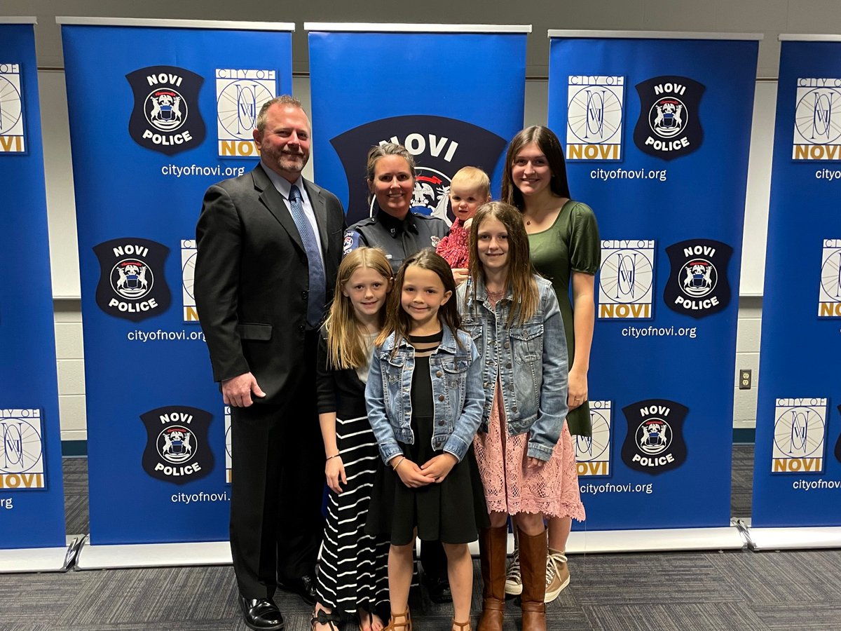 cityofnovi's tweet photo. It was a special day in Novi as @ChiefZinser announced the promotion of Kristie Gruenwald & Jason Meier to the rank of @NoviPolice Commander. #Novi #PublicTrust #PartnersWithOurCommunity https://t.co/Wcqi6s06Pv
